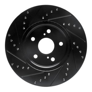 Lexus ES300 Brake Rotor (1) - Front Right - R1 Concepts - Drilled & Slotted - Black - `02-`15